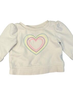 Baby GAP Rainbow Heart Puff Sleeve Sweatshirt 12 - 18 Months Girls Top